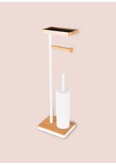 The Mia Tepsili Ve Fırçalı Tuvalet Kağıdı Standı Beyaz 760 Beyaz