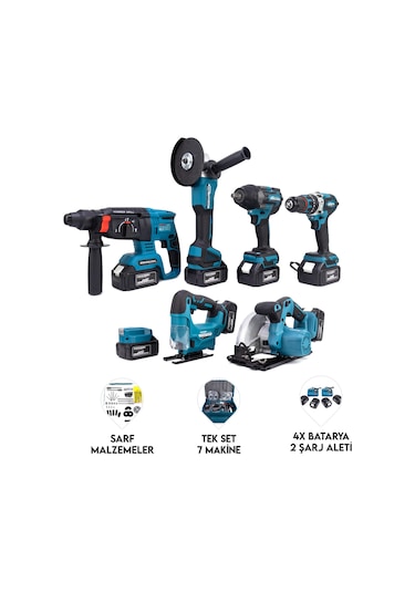 Dawreek MK800 Powerbank + Hilti + Spiral + Somun Sıkma + 13 MM Mandren + Dekupaj + Sunta Kesme Makinesi Seti
