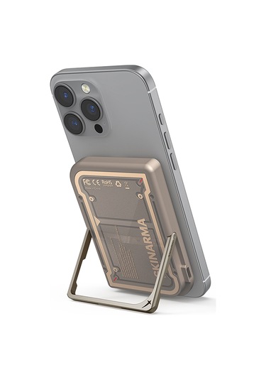 Skinarma Nexus Mecha Kablosuz Powerbank Ve Pd Hızlı Şarj Özellikli Metal Standlı 20w 5000mah Gold