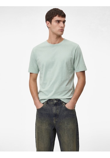 Koton Regular Fit Kısa Kollu Bisiklet Yaka Pamuklu Basic Tişört Yeşil 6sam10332mk