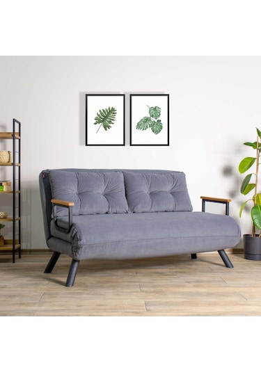 Pafu Sando İkili Katlanır Yataklı Koltuk Gri