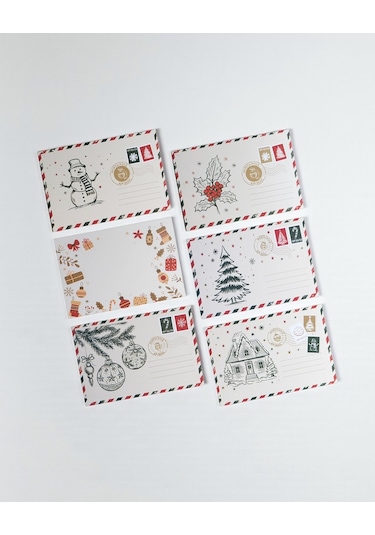Yılbaşı Çam Ağacı Ve Küre Temalı Kartpostal Seti, Yeniyıl Tebrik