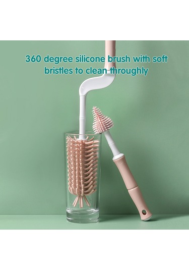Qingmipy Youha Premium Silikon Biberon Fırçası Seti - 360 Dönebilen Uzun Saplı Emzik Ve Pipet Fırçası, Hızlı Temizlik İçin