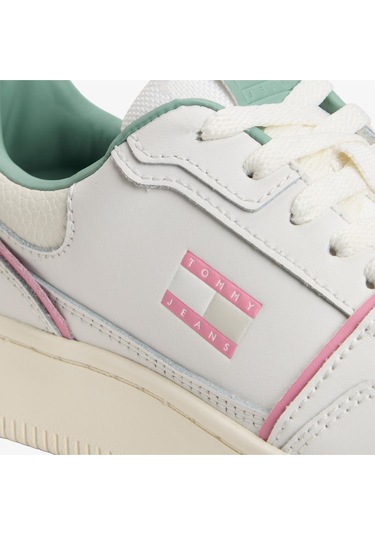 Tommy Jeans Retro Basket Kadın Siyah Spor Ayakkabı-9446 Ecru & Mystic Pink