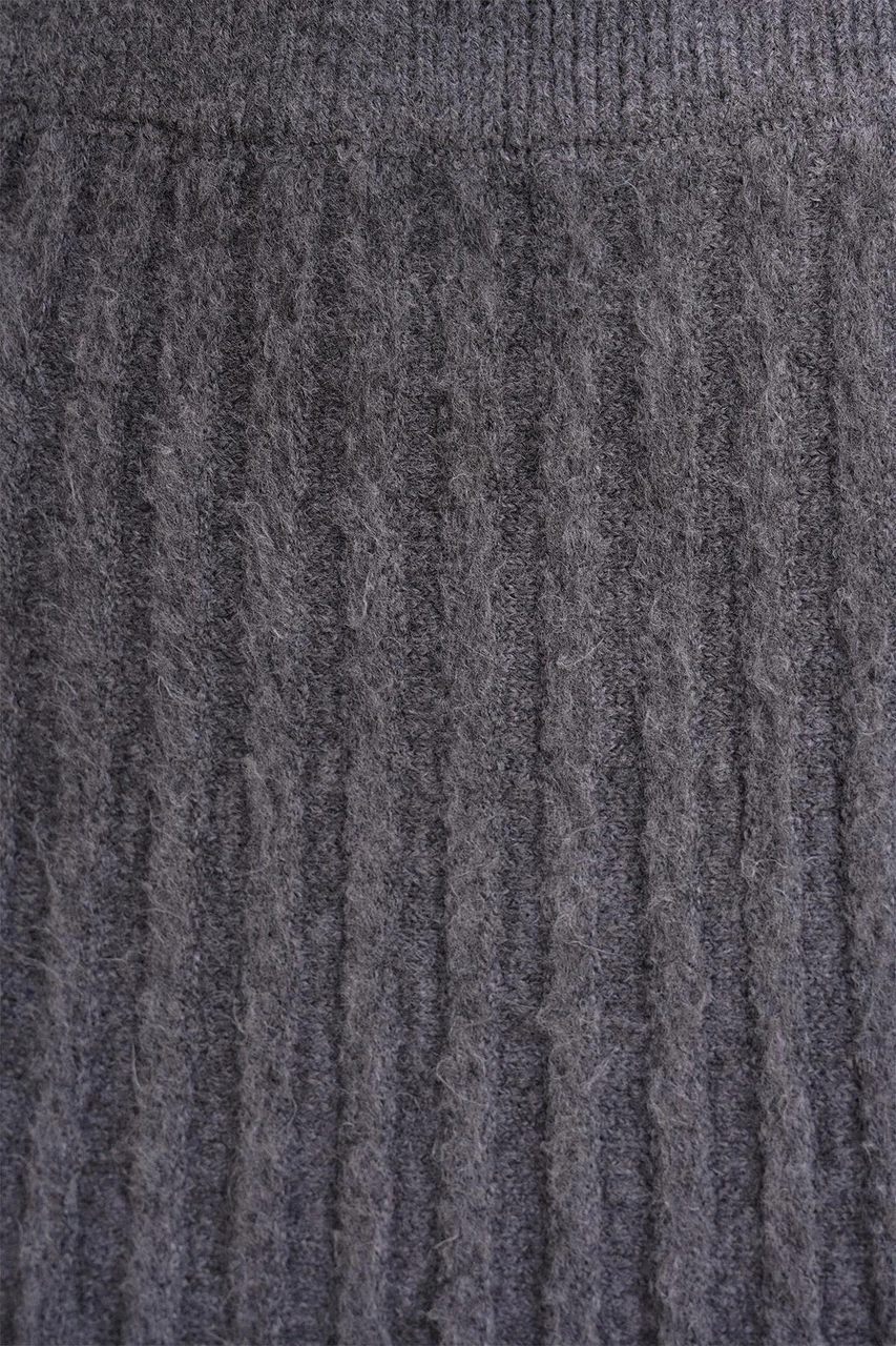 6960 Kadın Saç Örgülü Yumuşak Dokulu Triko Alt Üst Takım Antrasit Antrasit