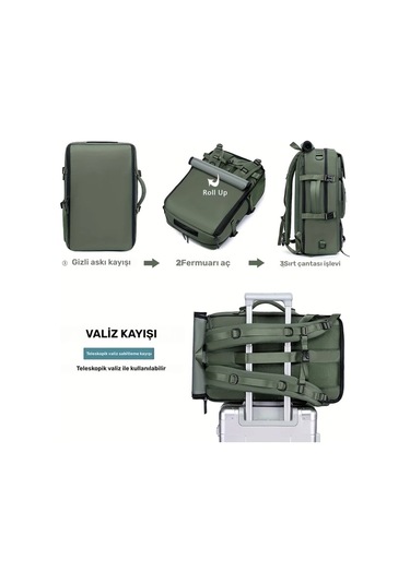 Honeybeeshop Küçük Boy Açık Gri Büyük Kapasiteli Usb Şarj Portlu Okul Seyahat Sırt Çantası