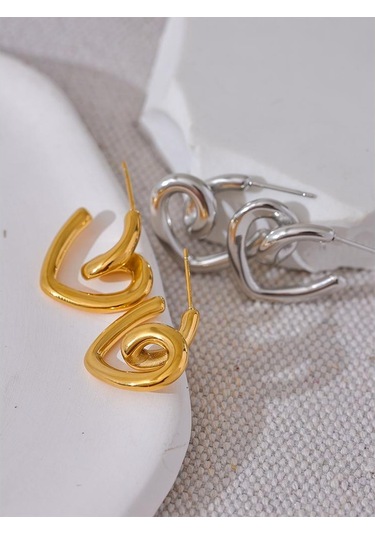 Platin Eetit Minimalist Paslanmaz Çelik Kalp Huggie Küpe Paslanmaz 18k Kaplama Moda Günlük Takı Bijoux Kadın Aksesuarları Çok Renkli