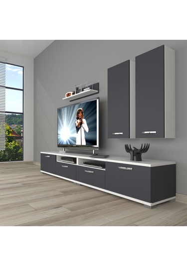 Decoraktiv Eko 5200d Mdf Tv Ünitesi Tv Sehpası Beyaz - Antrasit