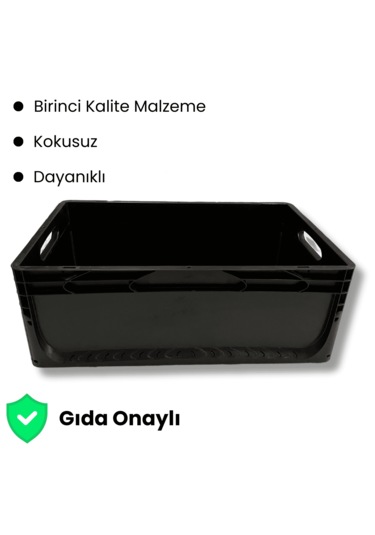 Alpbx 1.kalite Siyah Plastik Kasa 60x40x22 Cm - Kutu 44 Litre Siyah