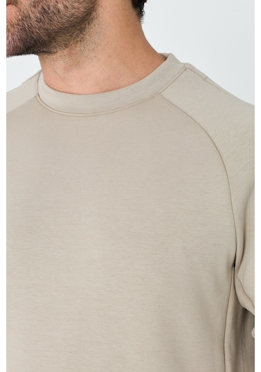 White Stone Bej Pamuklu Erkek Basic Sweatshirt Beıge