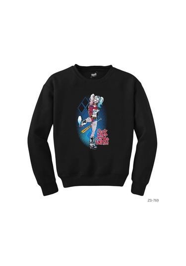 Suicide Squad Harley Quinn Sick Girl Siyah Sweatshirt