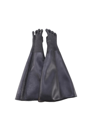 Çizgili Siyah Kauçuk Kumlama Eldiveni, Kumlama Kabini İçin Aşındırıcı Kumlama Eldiveni 65x30cm 2025.