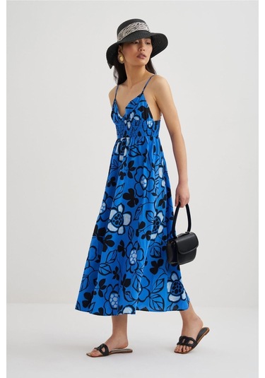 Mathilda Store Kadın Ip Askılı Midi Elbise Siyah