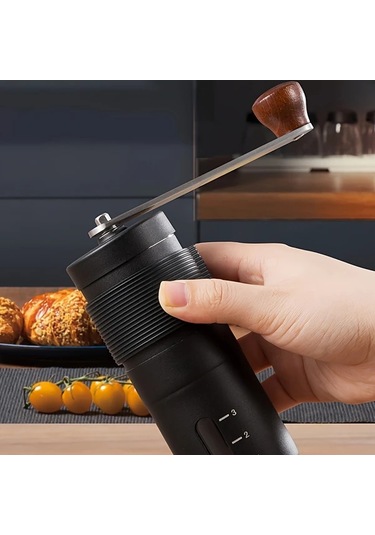Honeybeeshop Beyaz Taşınabilir Paslanmaz Çelik Manuel Kahve Öğütücü Ahşap Saplı Seyahat Değirmeni