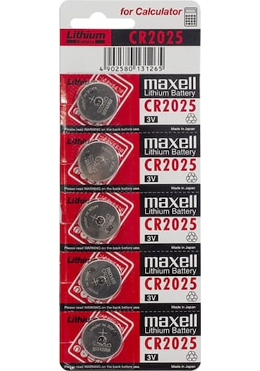 Maxell CR2025 3V Lityum Kartela Düğme Pil 5'li