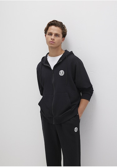 Mavi - M Nakışlı Fermuarlı Kapüşonlu Siyah Sweatshirt 0s10193-900 Siyah