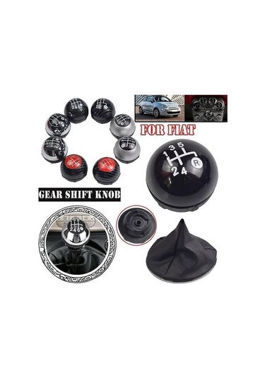 Fiat 500 500c 2007 - 2018 İle Uyumludur 5 6 Vites Vites Topuzu Sitck Başlığı Deri Parlak Siyah Kapak Yedek Renk: 6 Vites Karbon 2