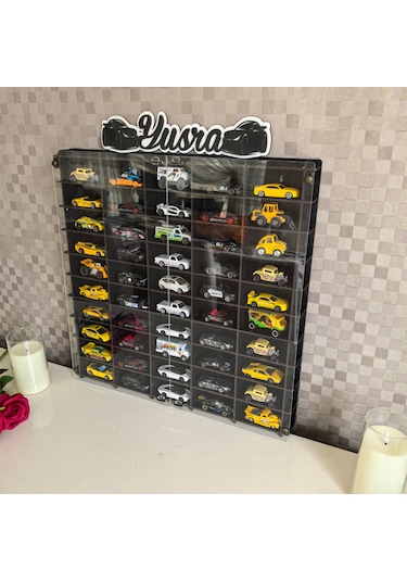 Pleksi Kapak 1/64 Hot Wheels Uyumlu 50 Araç Oyuncak Araba Rafı