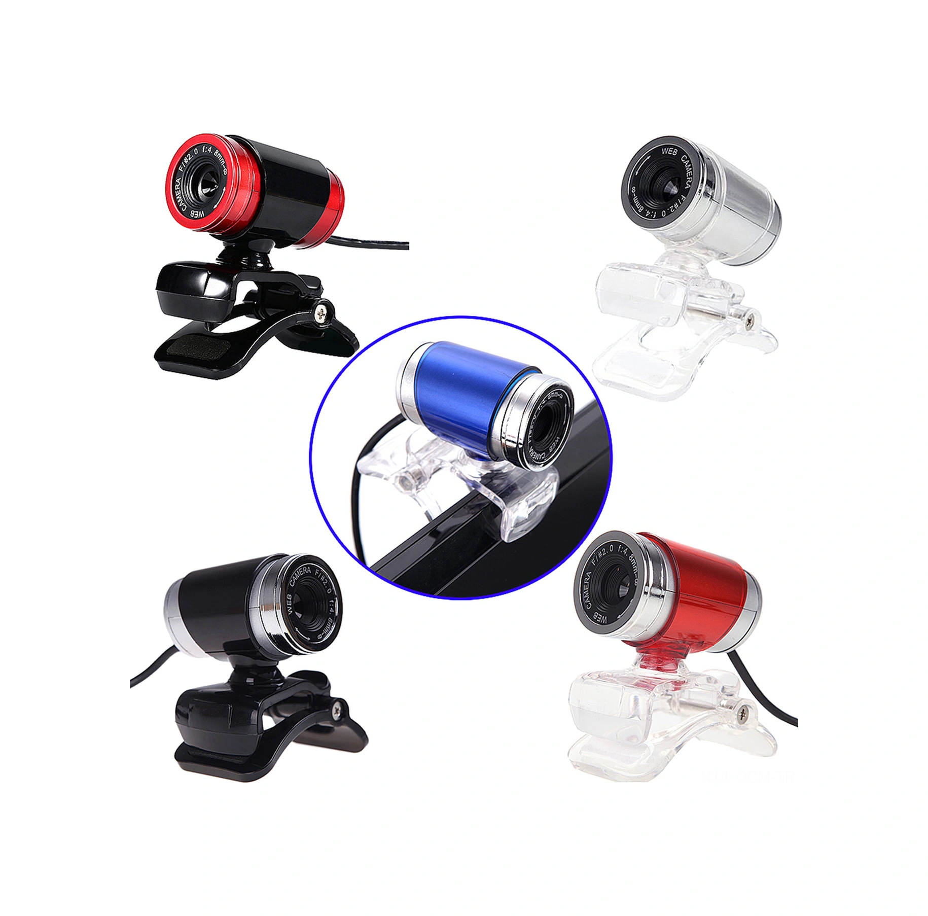 Qingmipy Usb 2.0 Siyah-kırmızı Web Kamerası - 300.000 Piksel, Gürültü Engelleyici Mikrofon, 360 Dönebilen, Otomatik Beyaz Denge, Masaüstü Ve Dizüstü Bilgisayarla Uyumlu