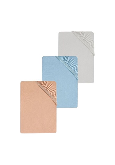 3 Adet Düz Pamuklu Tek Kişilik 80 X 200 + 30 Cm Lastikli Penye Çarşaf Yavruağzı-gri