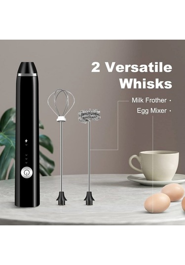 Soulader Şarj Edilebilir Elektrikli Süt Köpürtücü Makinesi 3 Hız Ayarı İle Sıcak Soğut Köpük Yapıcı Siyah