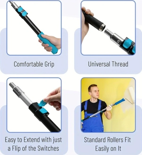 Trendooze Sarı 90 Cm Metal Uzatmalı Boya Rulosu, Dayanıklı Pencere Temizlik Aparatı Diğer