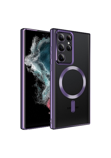 Kilifone - Samsung Uyumlu Galaxy S22 Ultra - Kılıf Kablosuz Şarj Destekli Setro Silikon Kapak - Derin Mor