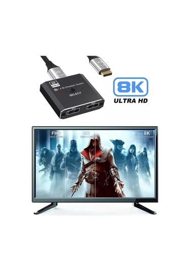 8k Displayport Switch Çift Yönlü Geçiş, Uzaktan Kumanda İle 8k 30hz - 4k 120hz Destekli