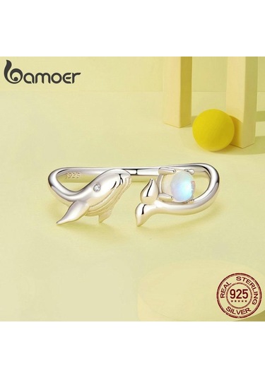 Bamoer 925 Ayar Gümüş Sevimli Balina Açılış Halkası Balık Ve Top Ayarlanabilir Yüzük Kadınlar İçin Güzel Takı