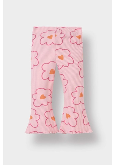 Defacto Kız Bebek 2li Takım Çiçekli Sweatshirt İspanyol Paça Tayt F0514a525aupn99 Pembe