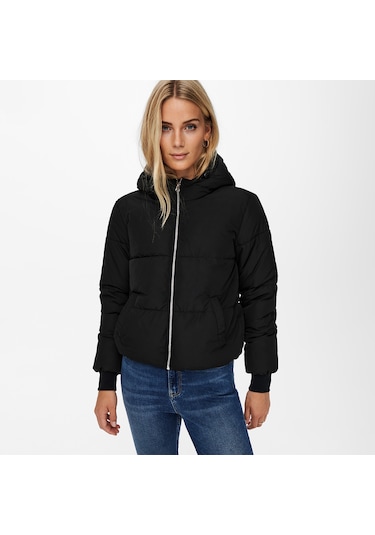 Jacqueline De Yong Newerica Life Short Kadın Siyah Kapüşonlu Ceket Siyah