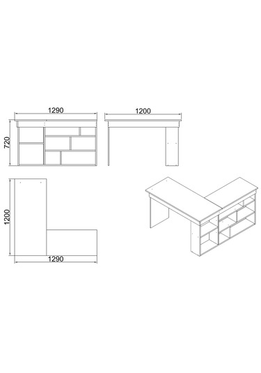 Robin Home Çalışma Masası + Kitaplık 2'li Set Çam- Beyaz Beyaz