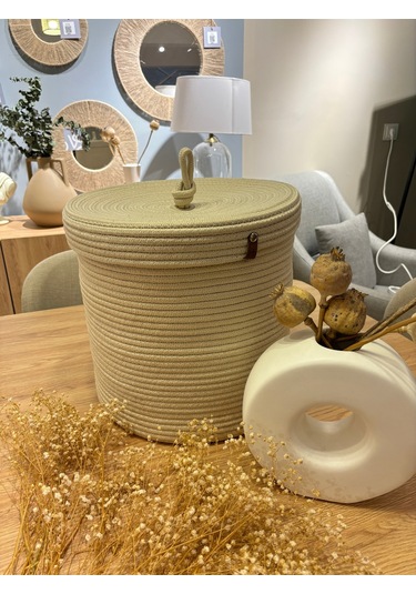 Victor Çok Amaçlı Düzenleyici Kapaklı Sepet,kapaklı Saksılık, Kapaklı Organizer 36x40 - Büyük Boy Krem