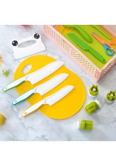 Çocuklar Plastik Pişirme Bıçağı Seti Çocuklar Dıy Peeler Kicthen Araçları, Boyut:17'de 1 Gümüş