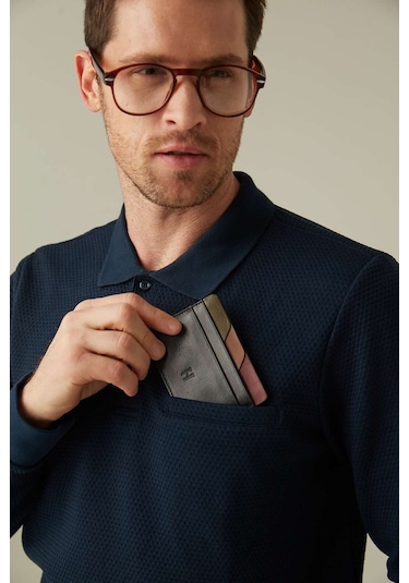 Elton Erkek Siyah Plus Color Deri İnce Tasarım Çok Bölmeli Rfid Korumalı Kartlık Siyah