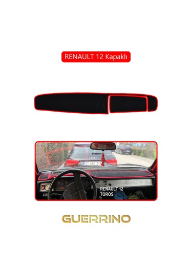 Renault 12 - Toros Kapaklı Torpido Koruma Kılıfı Kırmızı Kenar