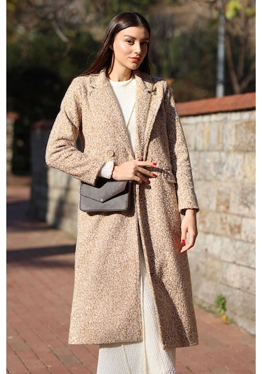 Giyim Dünyası Kadın Buklet Oversize Kaban Bej 001