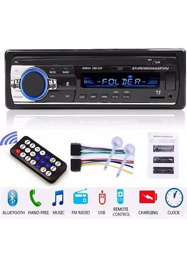 Jsd-520 Kumandalı Bluetooth'lu Oto Teyp Fm Radyo Sd Usb