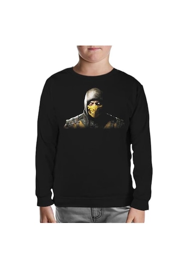 Lord Tshirt Mortal Combat - Scorpion Siyah Çocuk Sweatshirt Siyah