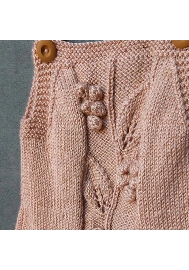 Uretti - Talia 8659 - 6199 El Örgüsü Kız Çocuk Jile Elbise - 2 Yaş Gülkurusu