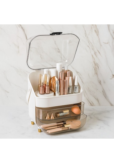 Porsima Ak-865 Çok Amaçlı Organizer 3 Katlı 2 Çekmeceli Kozmetik Ürün Parfüm Krem Takı Makyaj Düzenleyici Çok Renkli