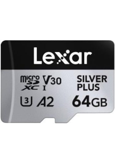 ﻿Lexar 64 GB Silver Plus 205 MB/s 4K V30 Uhsı Micro SD Hafıza Kartı