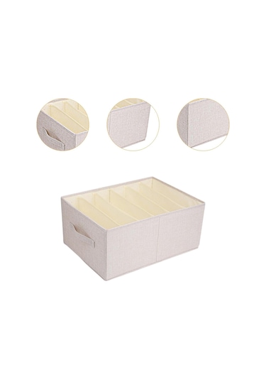 Suntek Giysi Yorgan Saklama Kutusu XL Bej 6 Izgara Bej