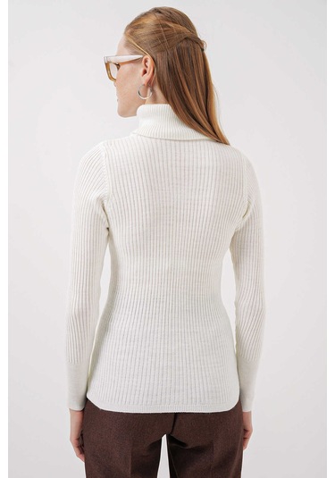 Gabria Fitilli Balıkçı Yaka Kazak beyaz