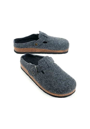 Gezer Erkek Kışlık Keçe Mantar Taban Tek Toka Ayarlanabilir Rahat Taban Ev Bahçe Terlik Gt2kmm.15376.11.067.g19 Füme