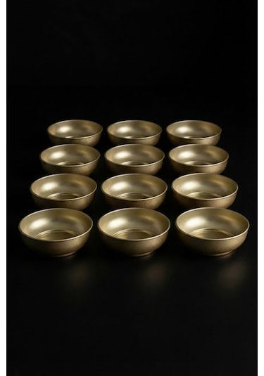 12 Parça Gold Metal Çerezlik Ø9 Cm 12 Li Set Yükseklik 3 Cm Gold