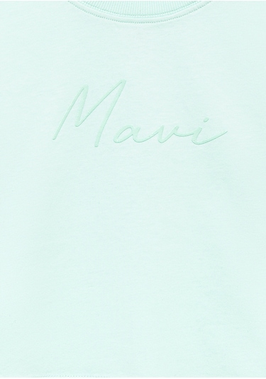 Mavi - Mavi Logo Baskılı Yeşil Crop Tişört 7610181-71676 Yeşil