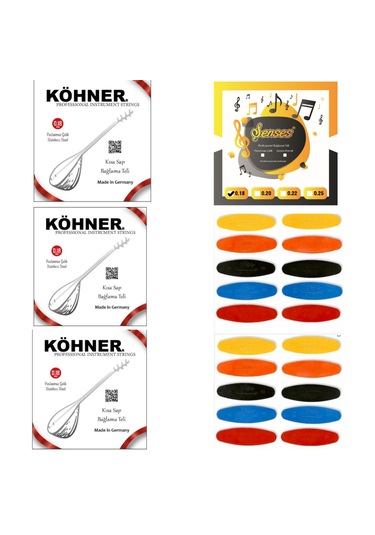 3 Takım Köhner 0.18 1 Takım Şenses 0.18 Bağlama Tel Seti