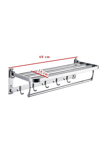 Raf Havluluk Kancalı Paslanmaz Çelik 60 Cm Krom