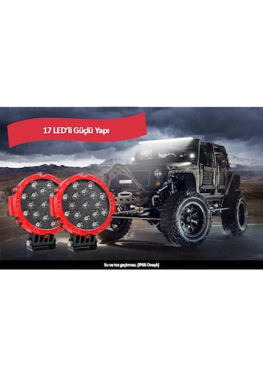 51 Watt 17 Ledli Off Road Sis Gündüz Farı Projektör Lambası 17 Cm (270739415)